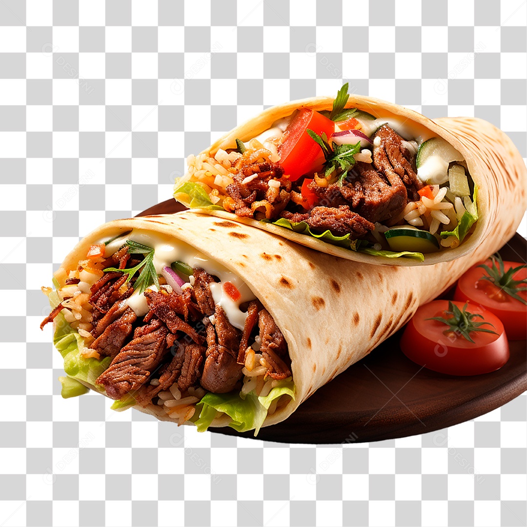 Shawarma Sobre Tábua PNG Transparente