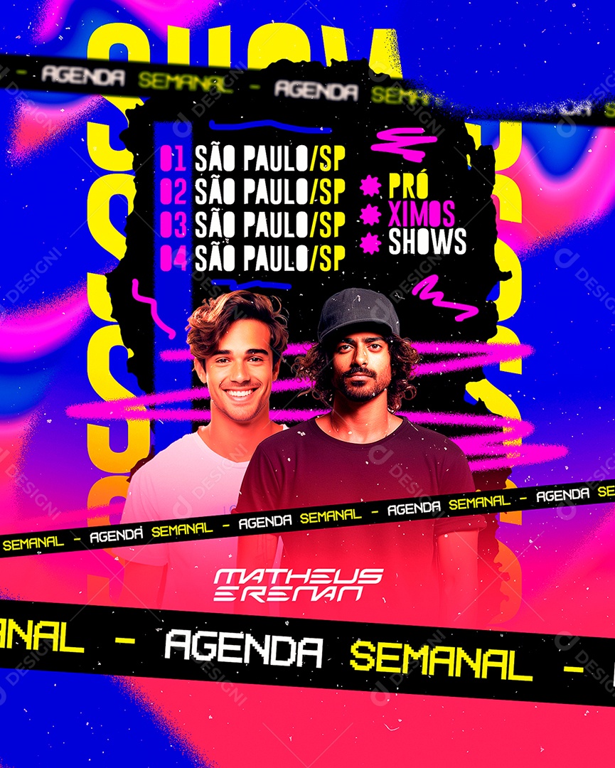 Flyer Agenda Semanal Matheus & Renan Shows Social Media PSD Editável