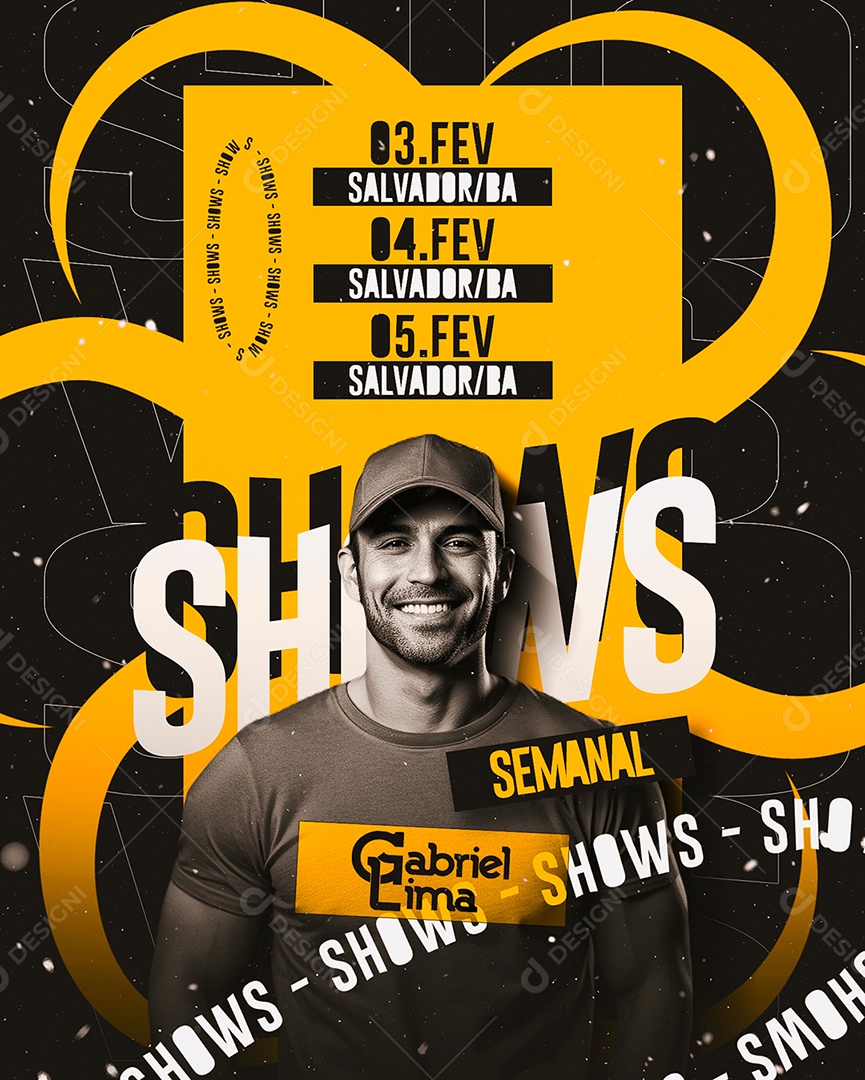 Flyer Shows Semanal Gabriel Lima Social Media PSD Editável