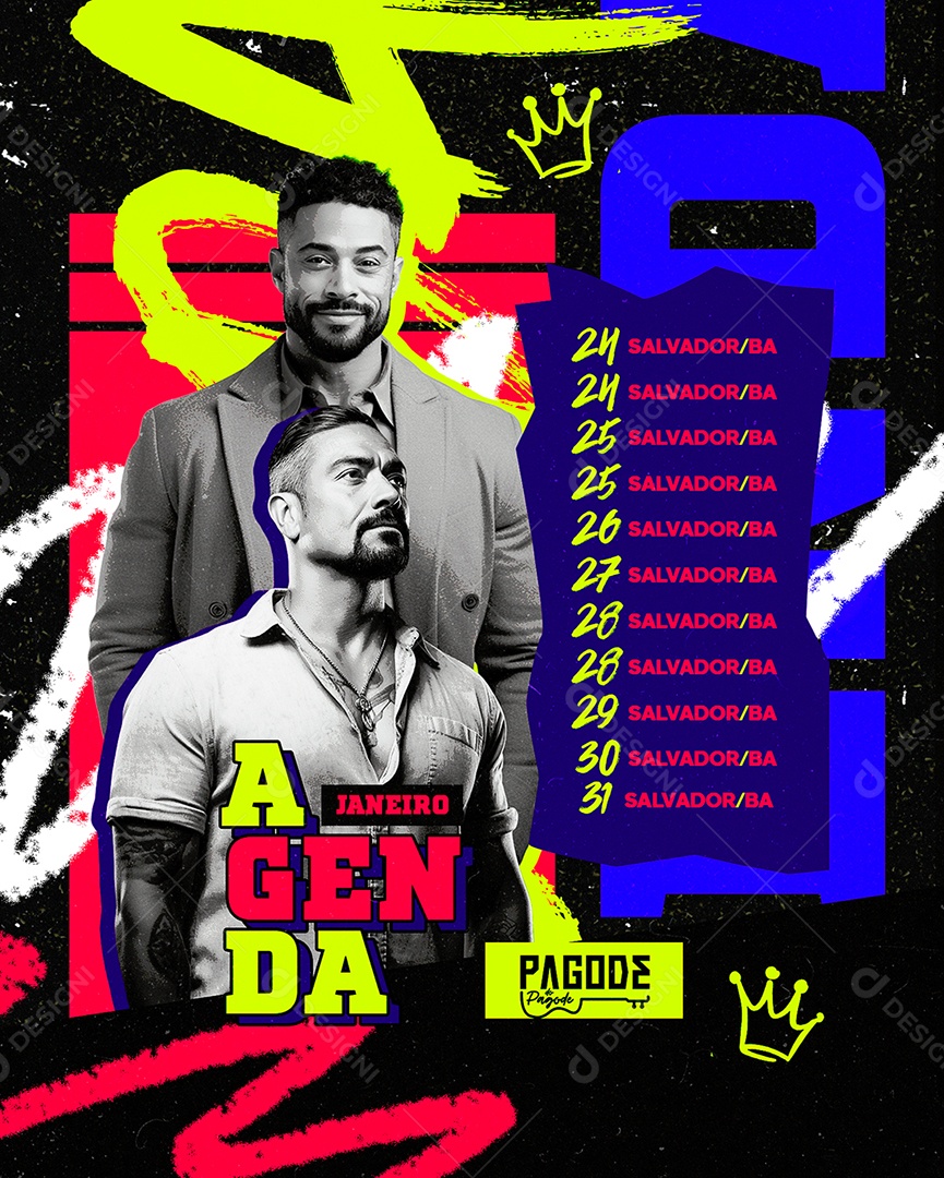 Flyer Carnaval Agenda Janeiro Pagode do Pagode Social Media PSD Editável