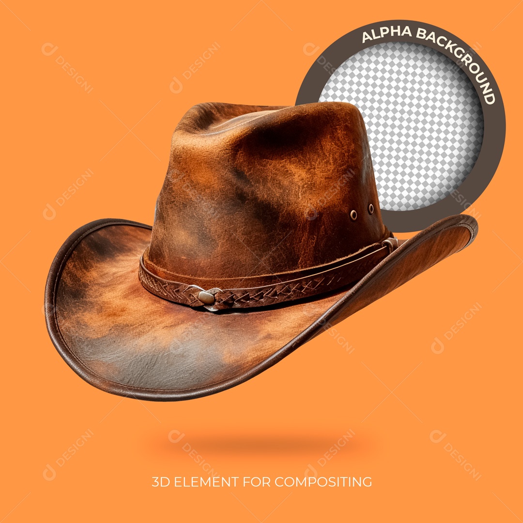 Elemento 3D Chapéu De Couro Cowboy Para Composição PSD