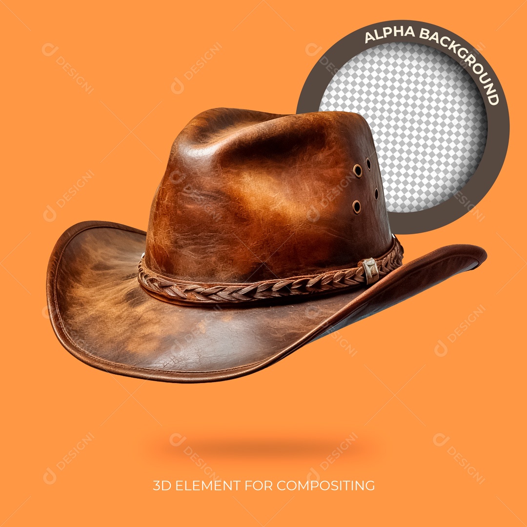 Elemento 3D Chapéu De Couro Cowboy Para Composição PSD