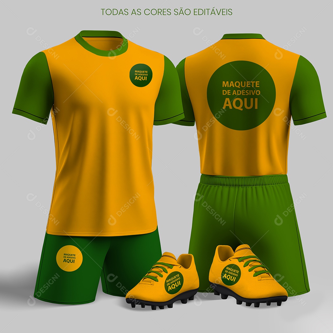 Mockup Uniforme Frente e Costas Chuteira PSD Editável
