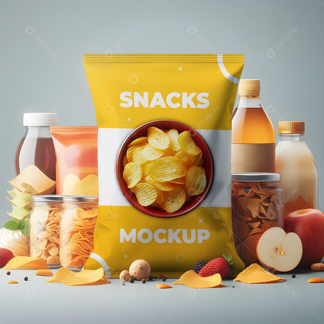 Mockup Snakes Pipoca Frutas Bebidas PSD Editável