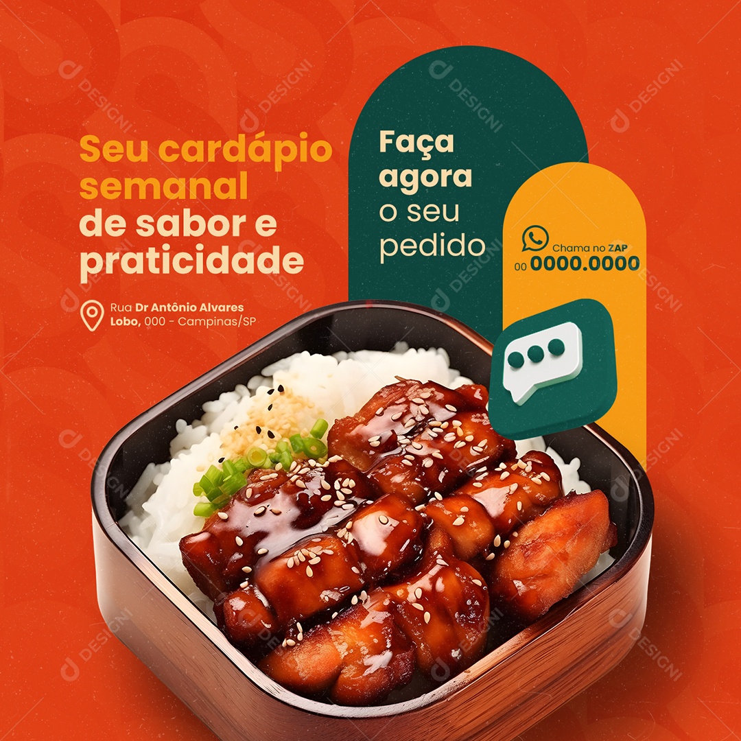 Restaurante Marmitaria Seu cardápio semanal de sabor e praticidade Social Media PSD Editável