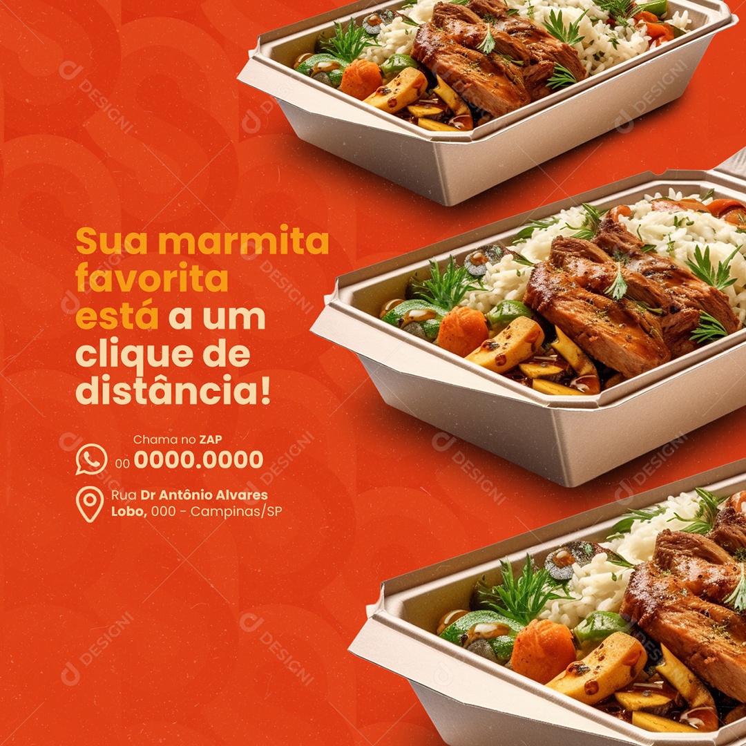 Restaurante Marmitaria Sua marmita favorita está a um clique de distância Social Media PSD Editável