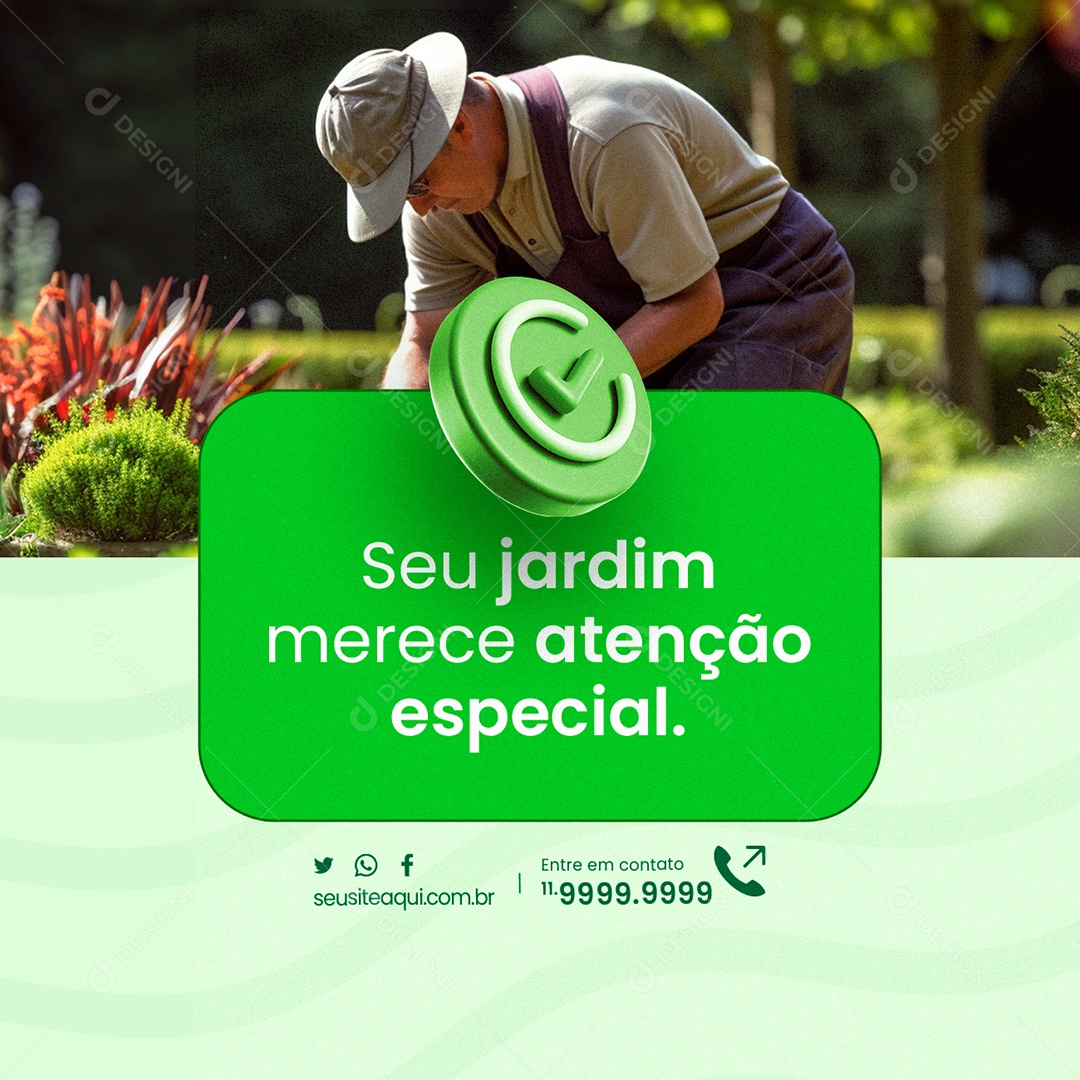 Social Media Jardineiro Seu jardim merece atenção especial PSD Editável