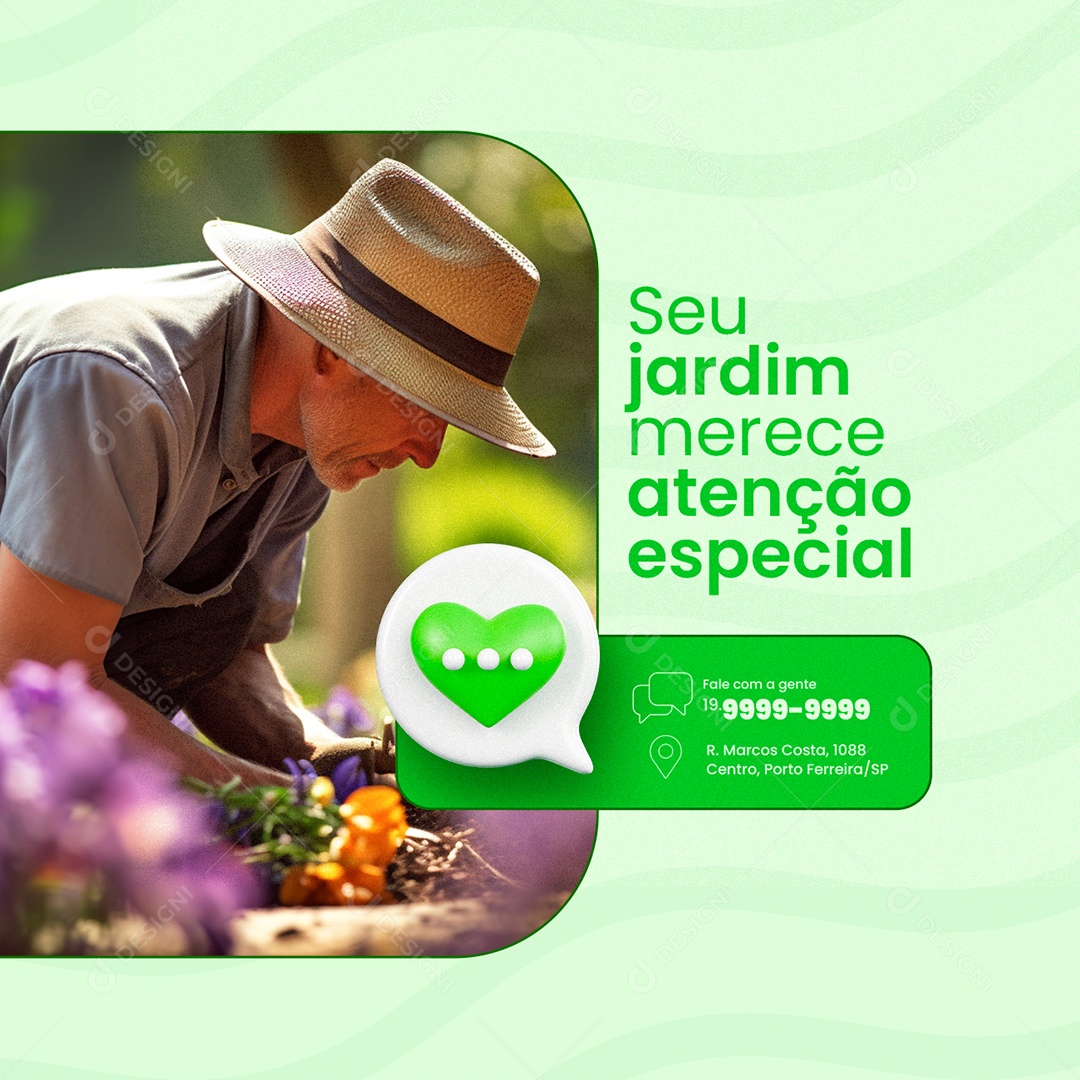 Jardineiro Seu jardim merece atenção especial Social Media PSD Editável