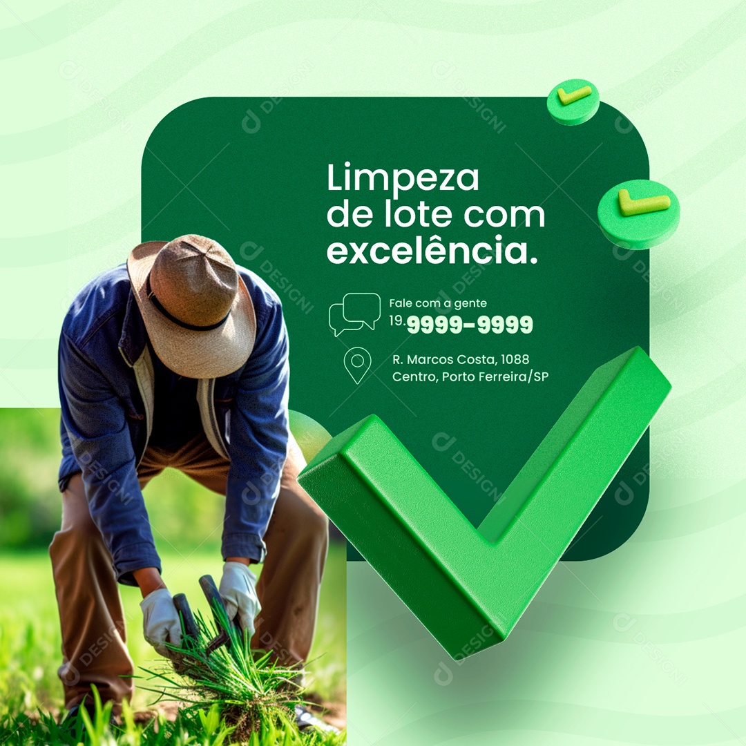 Jardineiro Limpeza de lote com excelência Social Media PSD Editável