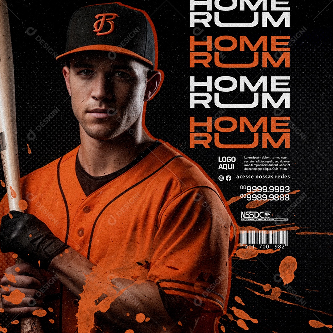 Esporte Baseball Home Rum Social Media PSD Editável