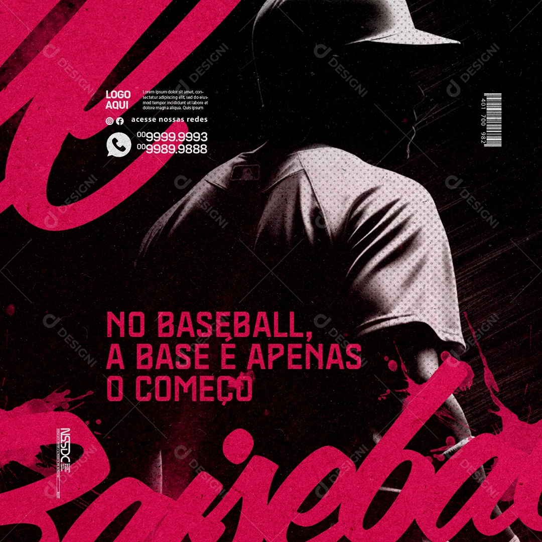 Esporte No Baseball a Base é Apenas o Começo Social Media PSD Editável