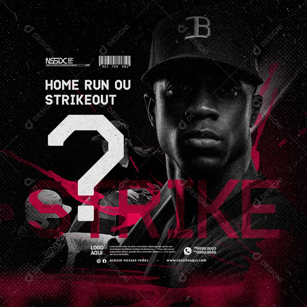 Esporte Baseball Home Run ou Strikeout Social Media PSD Editável