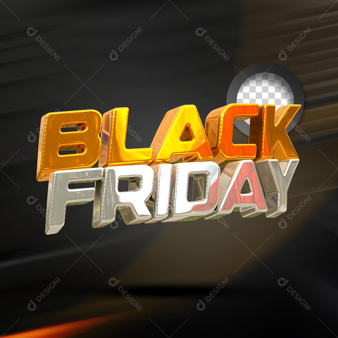 Black Friday 3D Gold White Text for PSD Composition