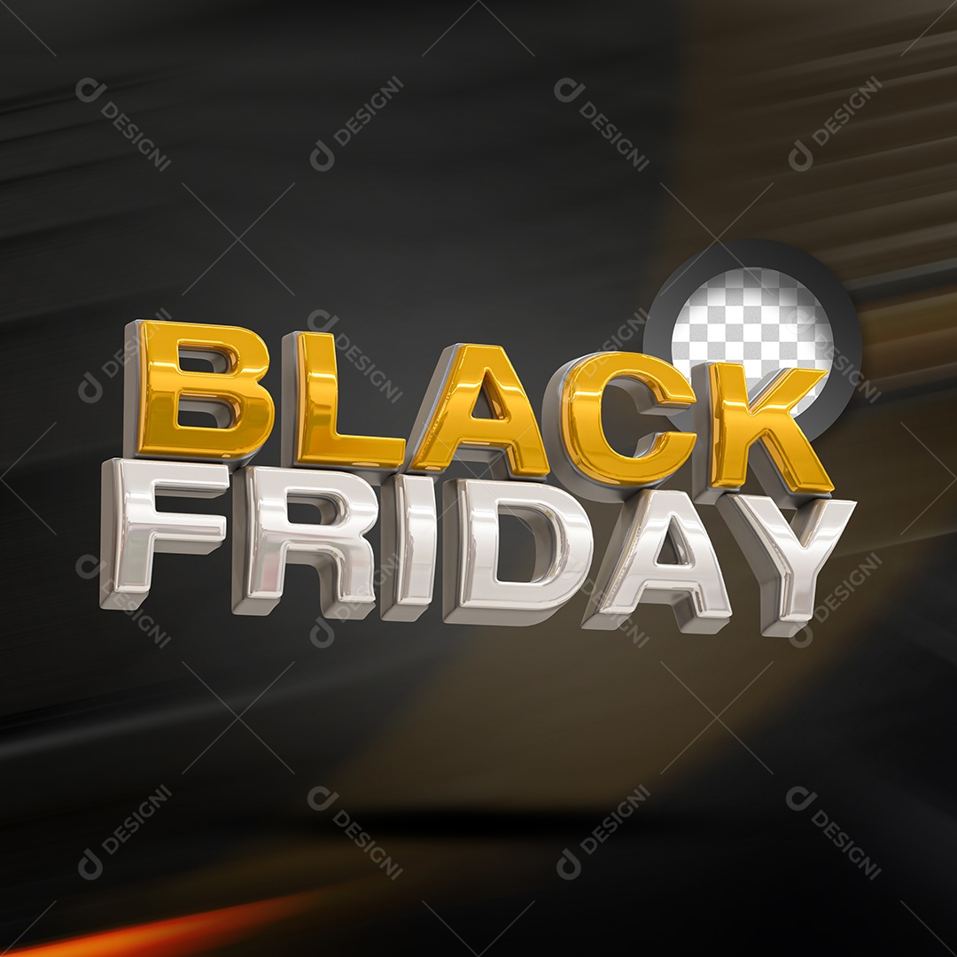 Black Friday Texto 3D Dourado Branco para Composição PSD