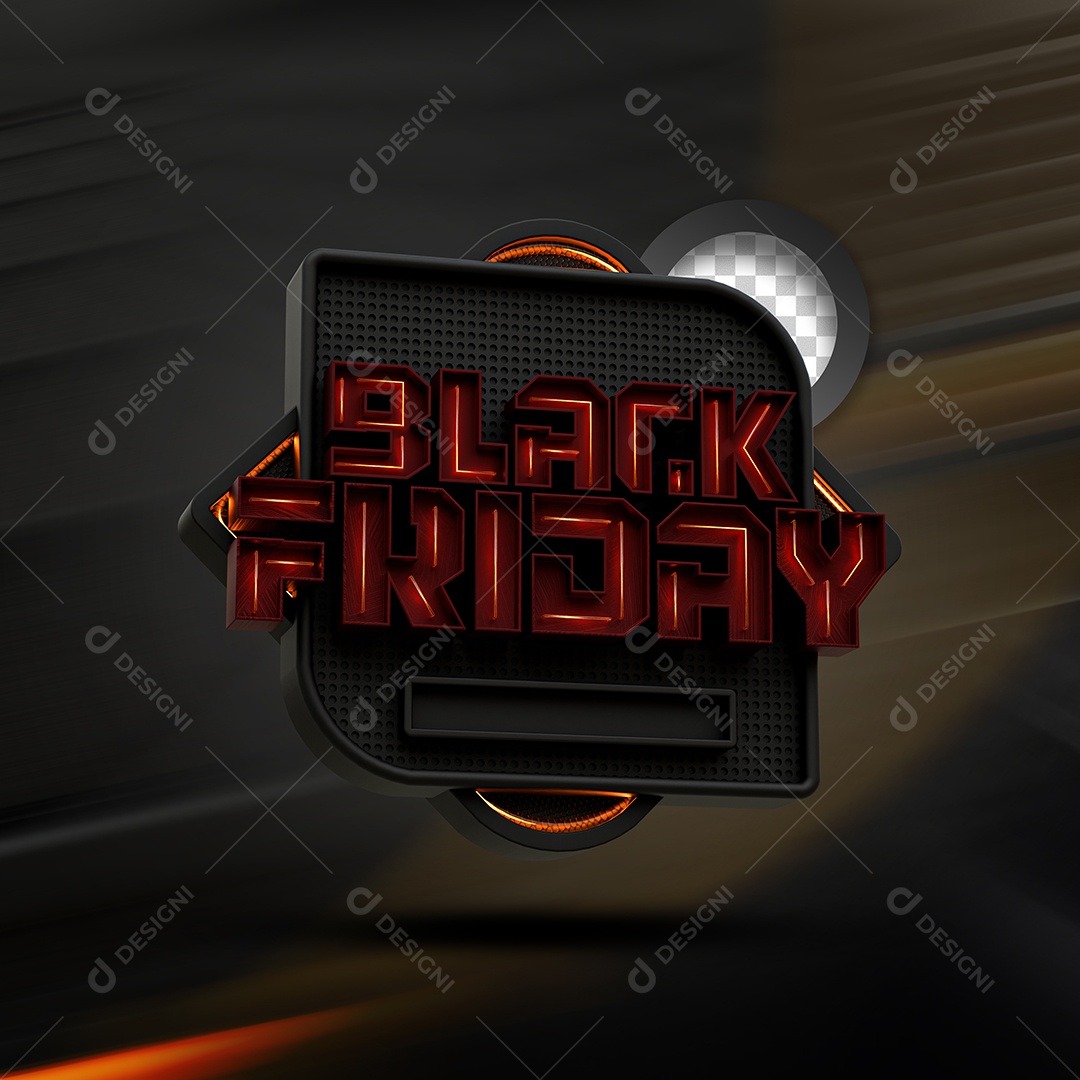 Black Friday Selo 3D Preta Vermelho para Composição PSD