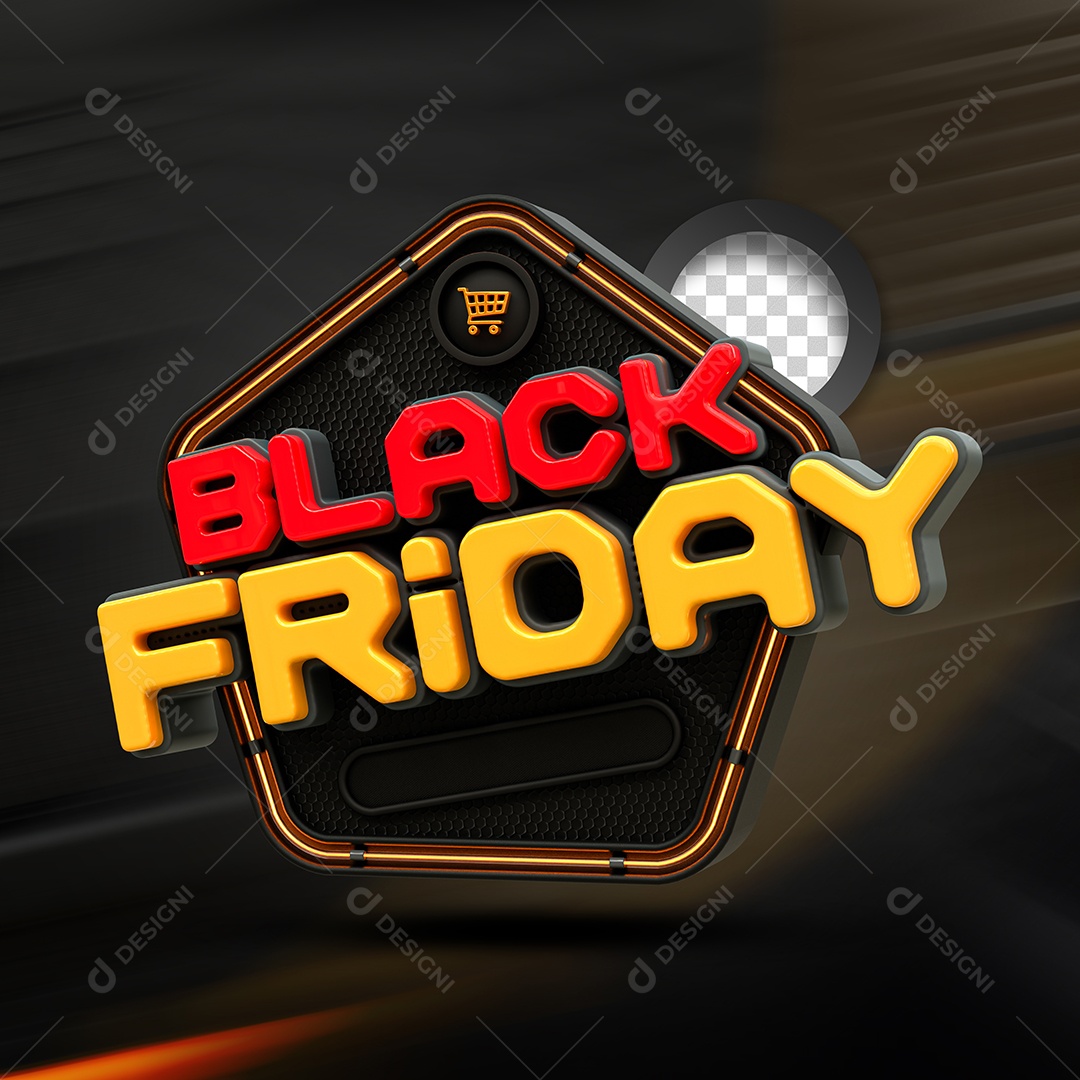 Black Friday Selo 3D Vermelho Dourado para Composição PSD
