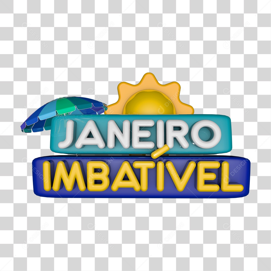 Selo 3D Janeiro Imbatível PNG Transparente