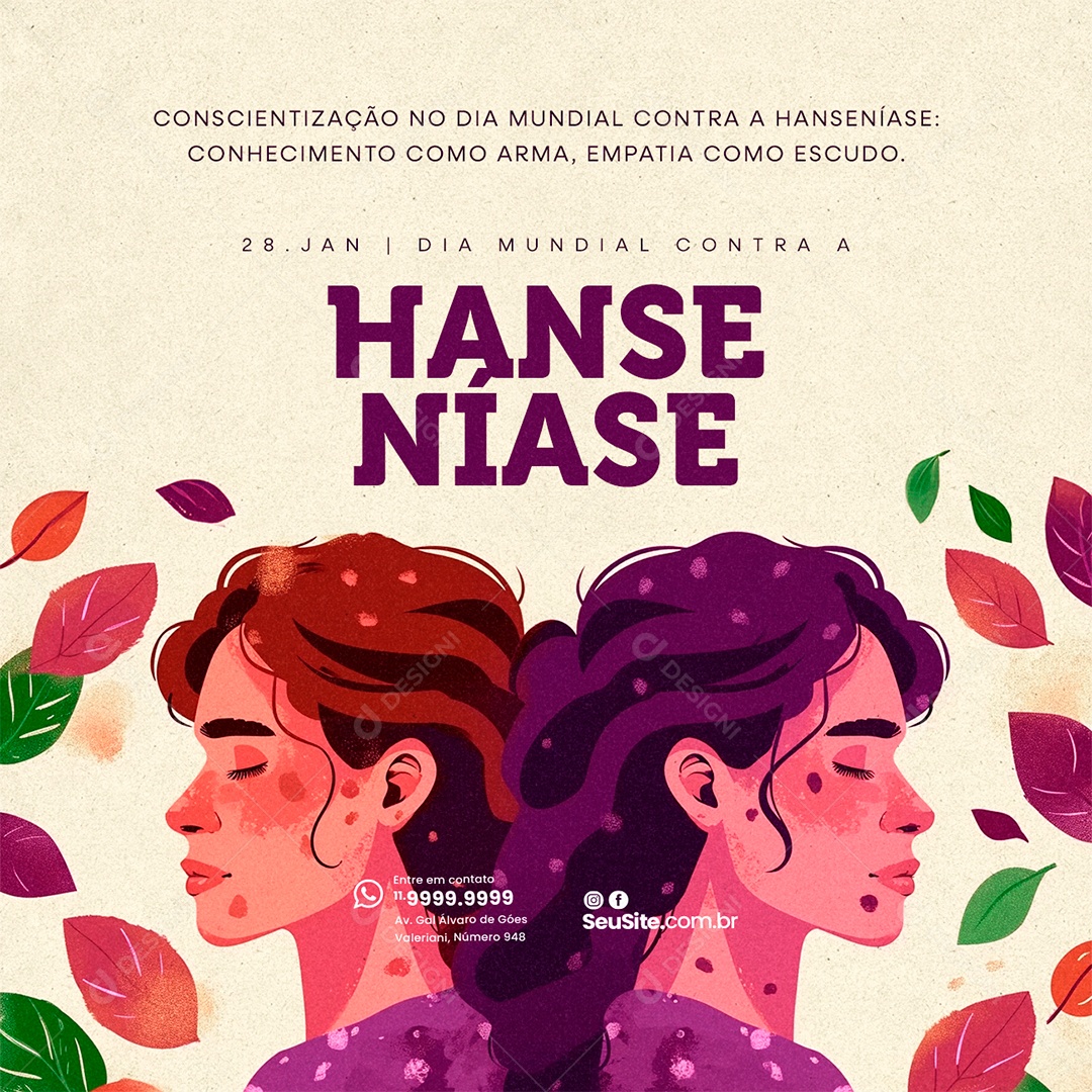 Dia Mundial Contra a Hanseníase 28 De Janeiro Conscientização Social Media PSD Editável