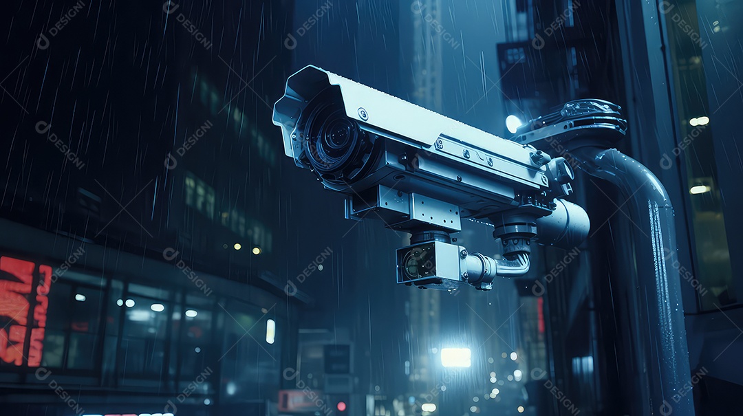 Uma câmera de vigilância no prédio