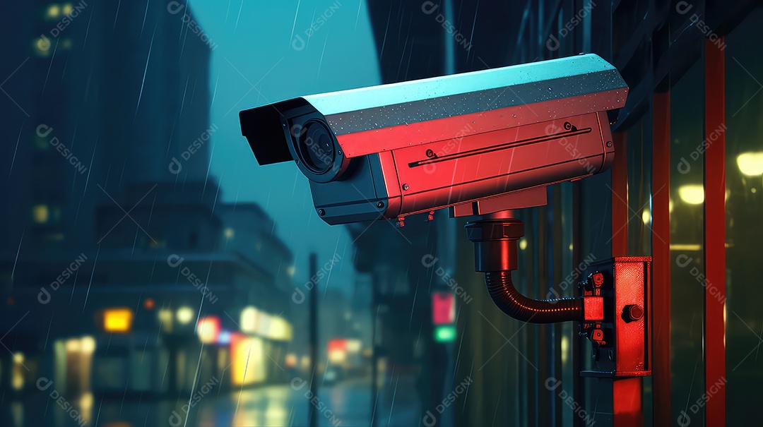 Uma câmera de vigilância no prédio