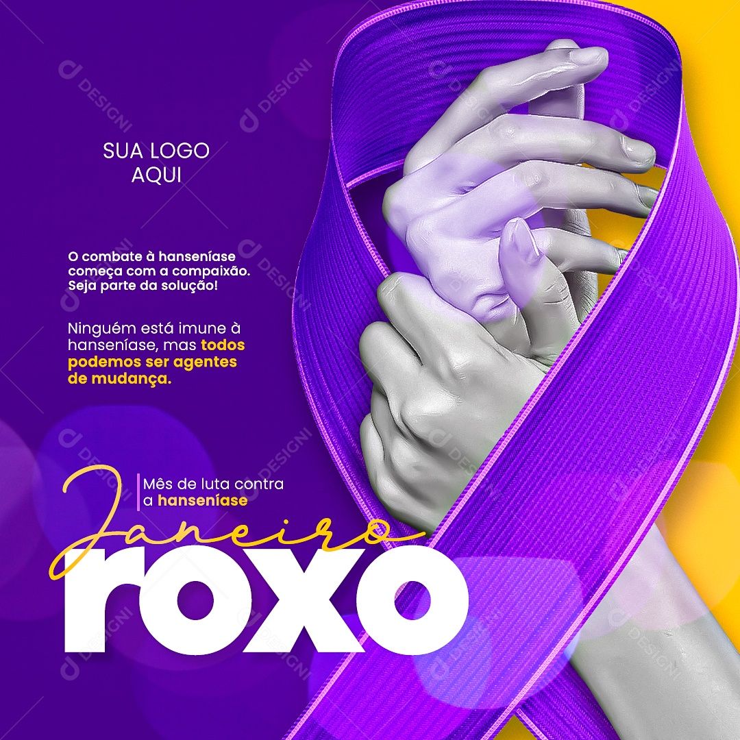 Janeiro Roxo Mês de Luta Contra a Hanseníase Social Media PSD Editável