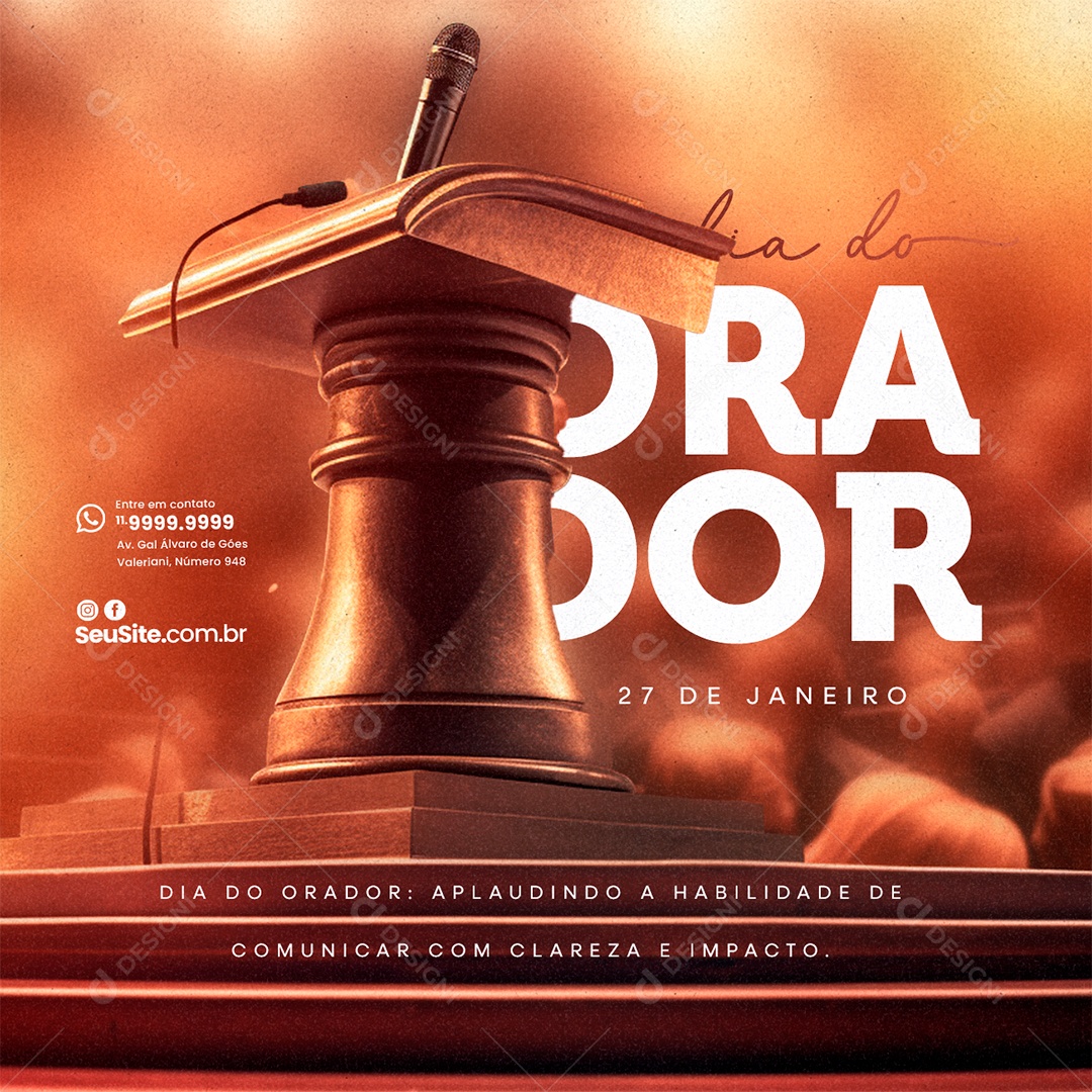 Dia do Orador 27 De Janeiro Aplaudindo a Habilidade de Comunicar Social Media PSD Editável