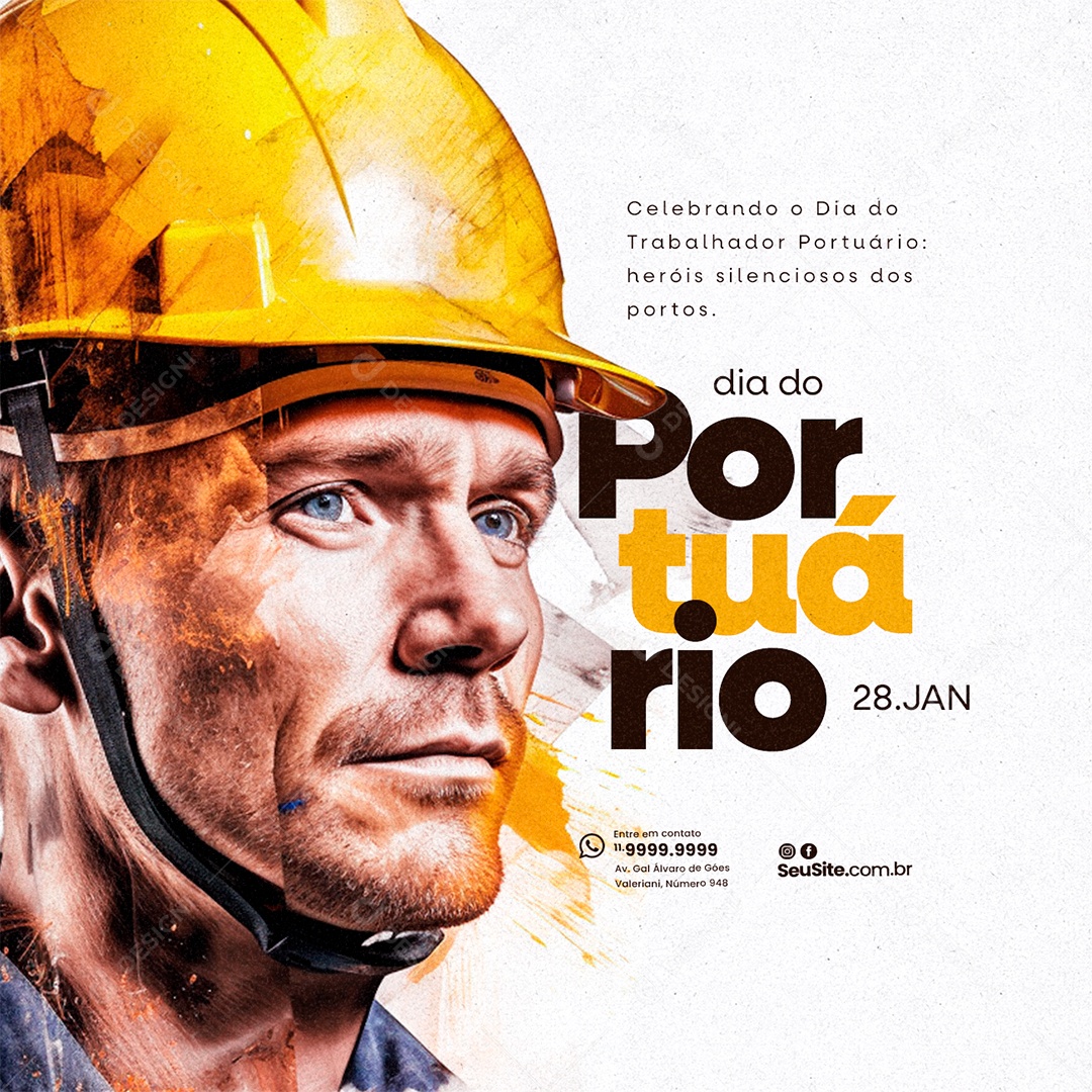 Dia dos Portuários 28 de Janeiro Celebrando heróis silenciosos dos portos Social Media PSD Editável