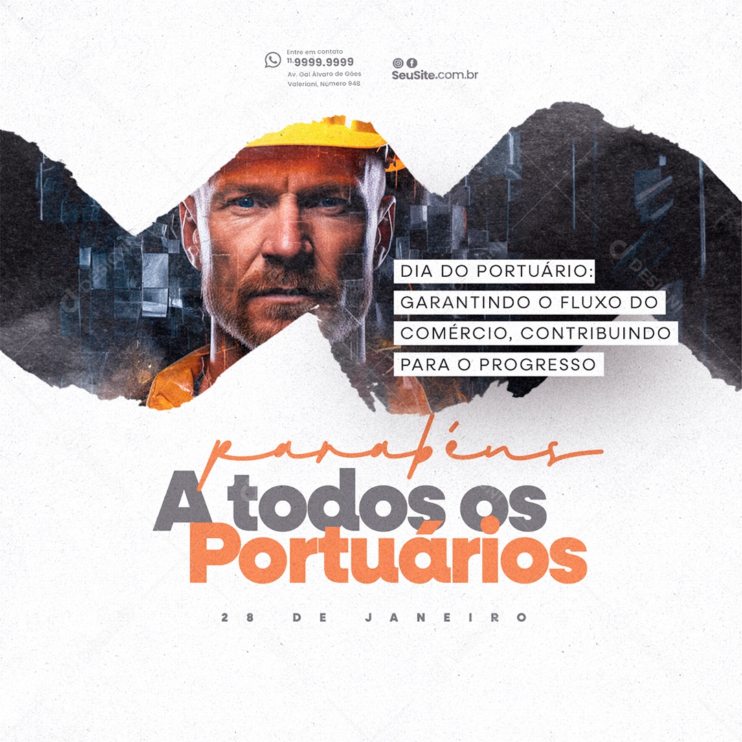 Dia dos Portuários 28 de Janeiro Garantindo o Fluxo do Comércio Social Media PSD Editável