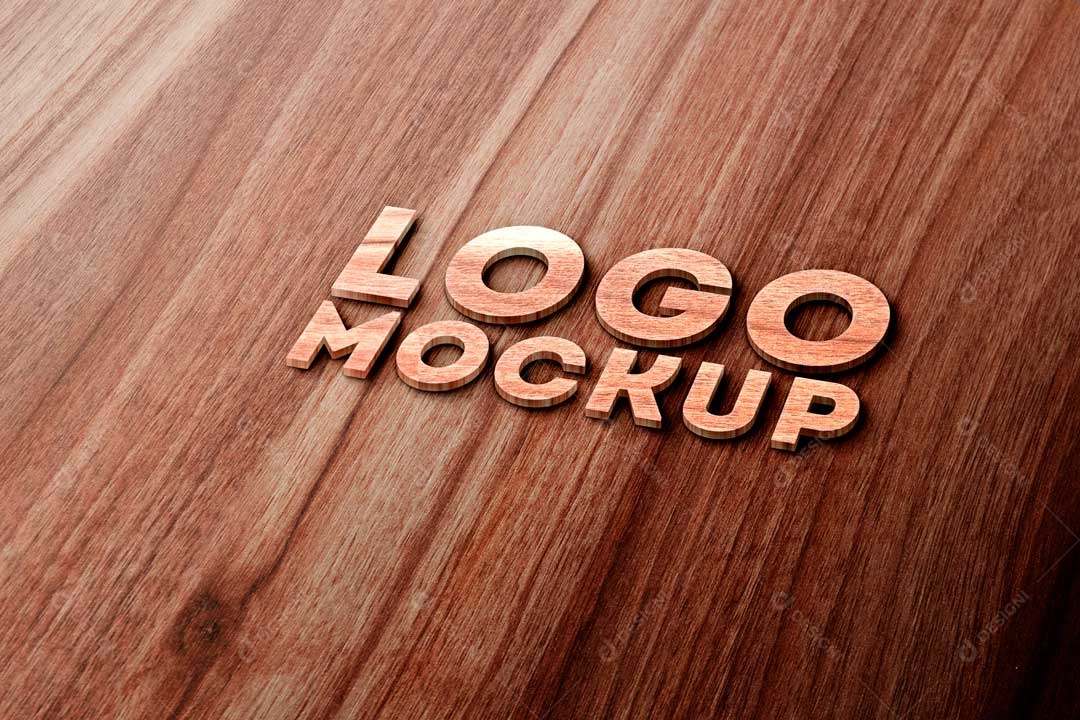 Logo Mockup Madeira PSD Editável