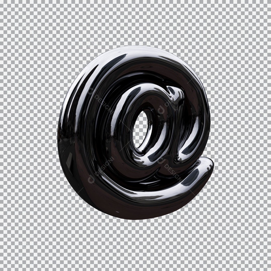 Elemento 3D @ Preto Para Composição PSD