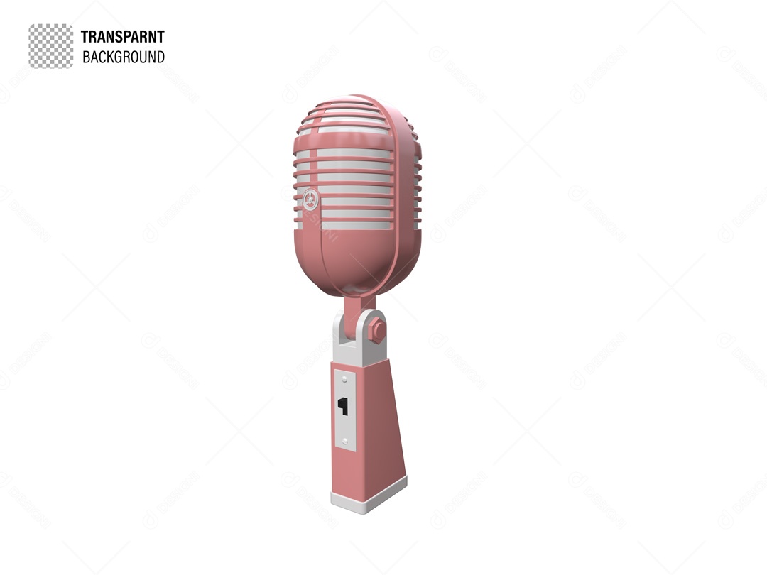 Elemento 3D Microfone Rosa Para Composição PSD