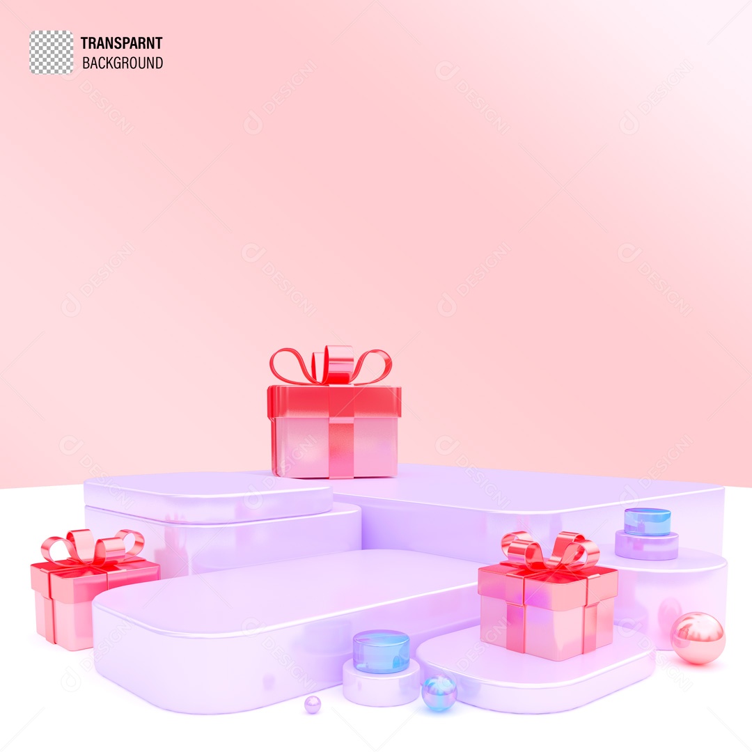 Elemento 3D Caixa de Presentes Dia Dos Namorados Para Composição PSD