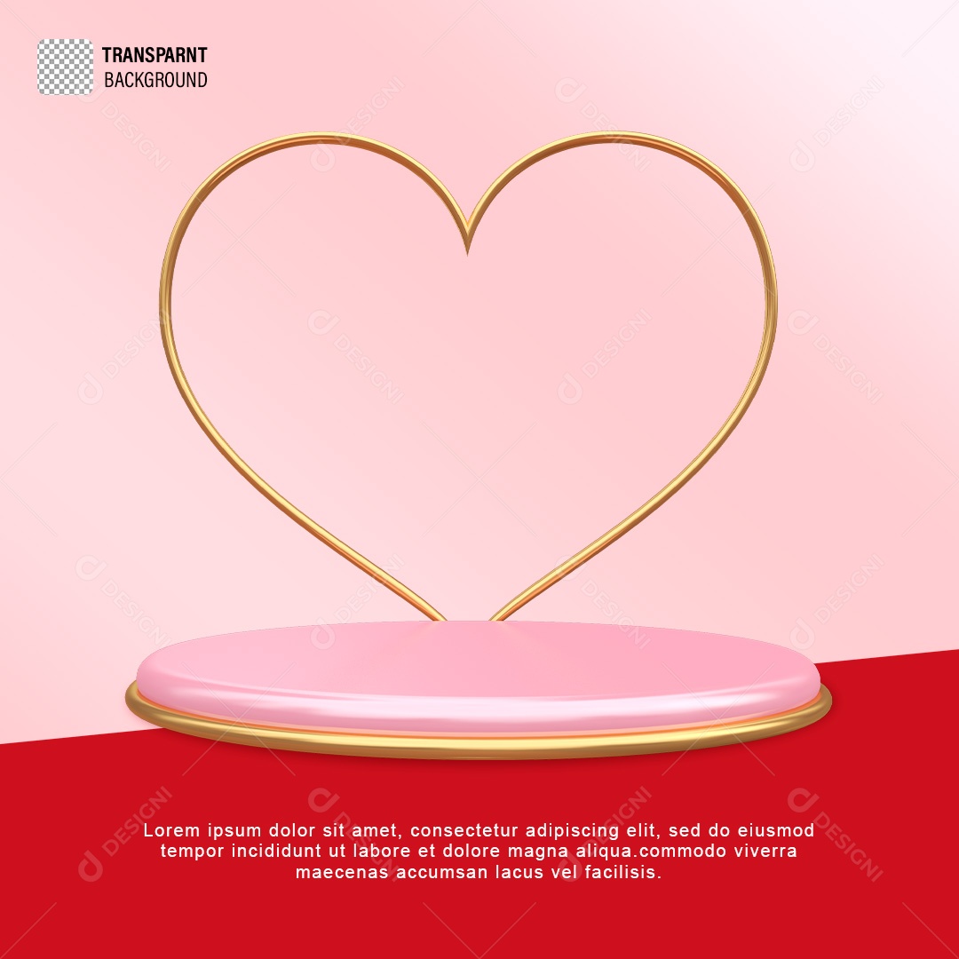 Elemento 3D Podium Coração Dia Dos Namorados PSD Editável