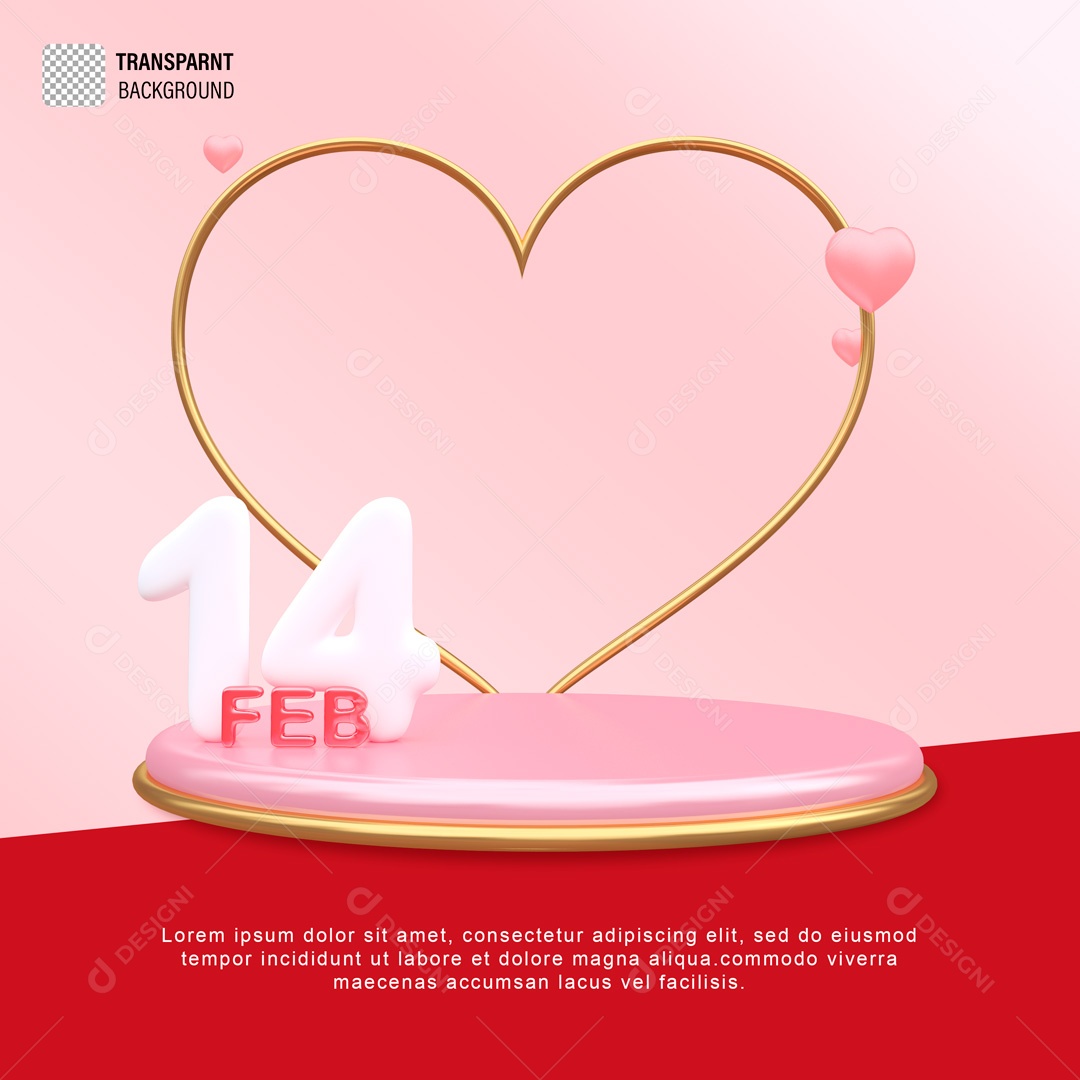 3D Podium Heart Element February 14th Valentine's Day Editable PSD