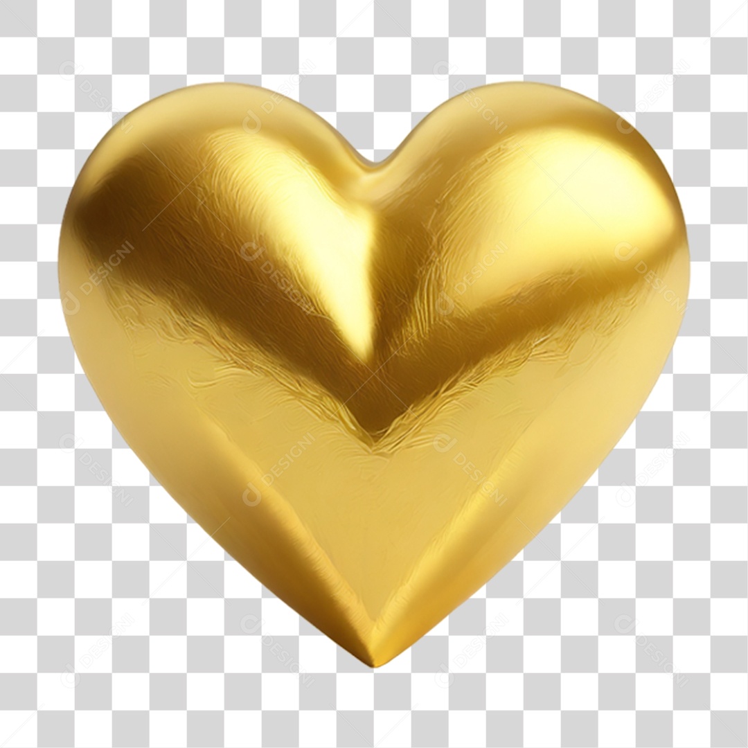 Coração Dourado PNG Transparente