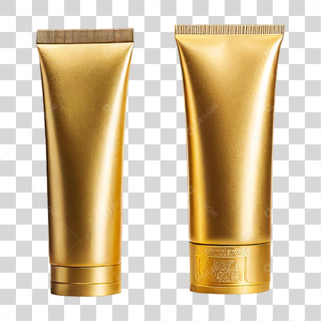 Tubo Cosmético Dourado PNG Transparente