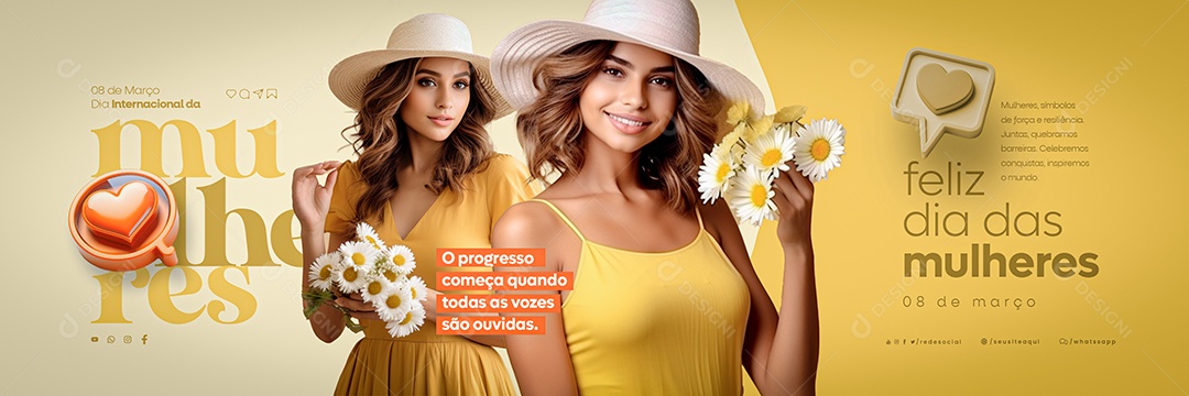 Carrossel Feliz Dia Internacional das Mulheres 8 De Março Social Media PSD Editável