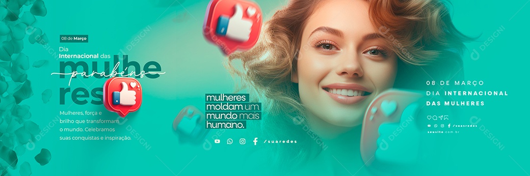 Carrossel Dia Internacional das Mulheres 8 De Março parabéns Social Media PSD Editável