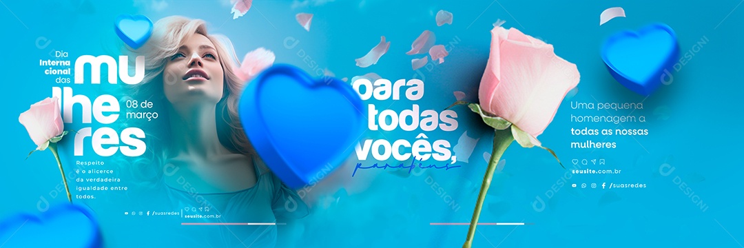 Carrossel Dia Internacional das Mulheres 8 De Março para todas vocês parabéns Social Media PSD Editável