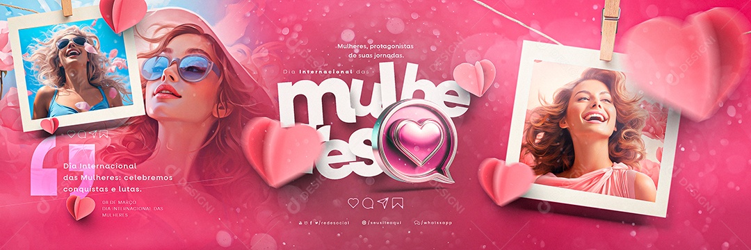 Carrossel Dia Internacional das Mulheres 8 De Março Celebremos conquistas e lutas Social Media PSD Editável