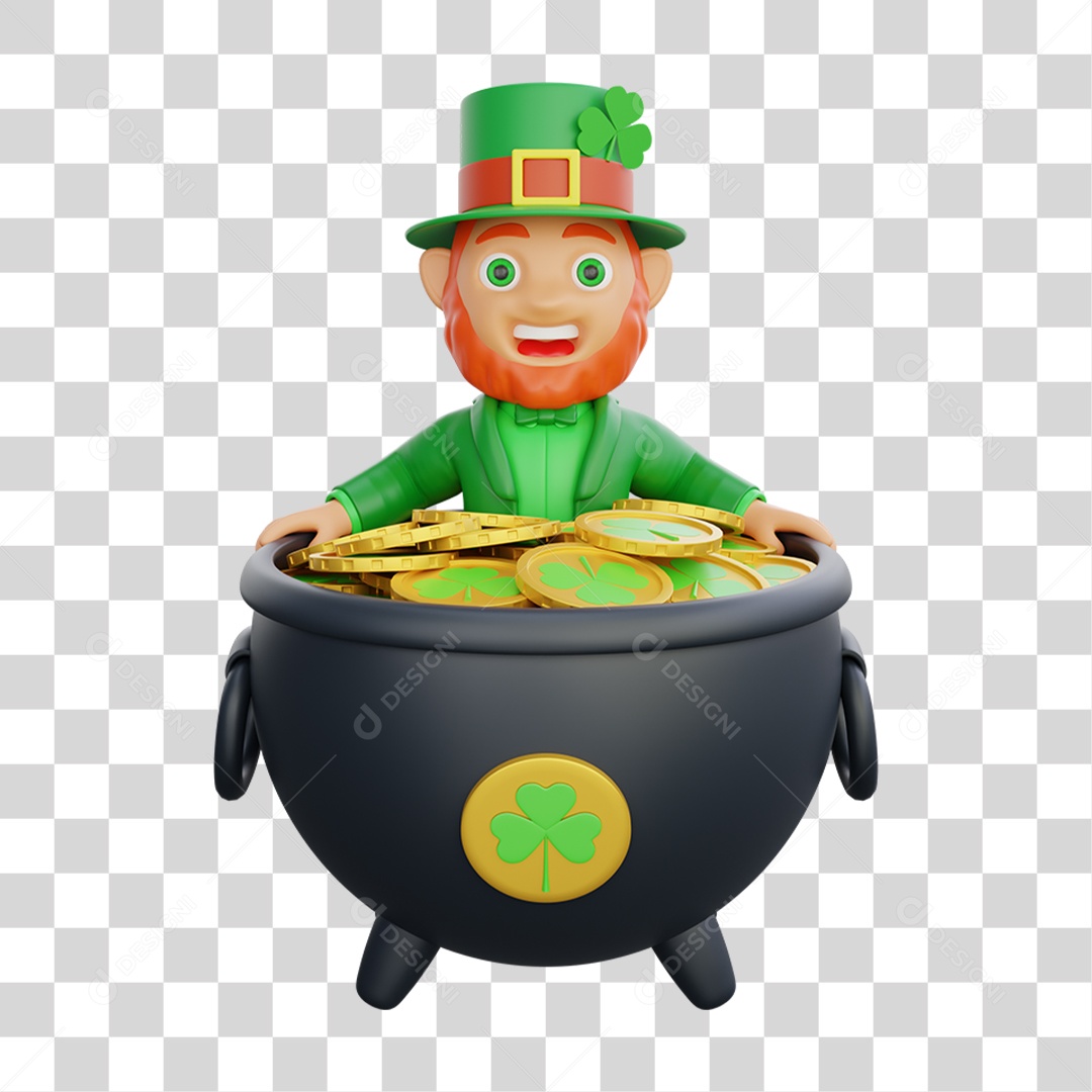 Elemento 3D Dia de São Patrício Padroeiro da Irlanda PNG Transparente