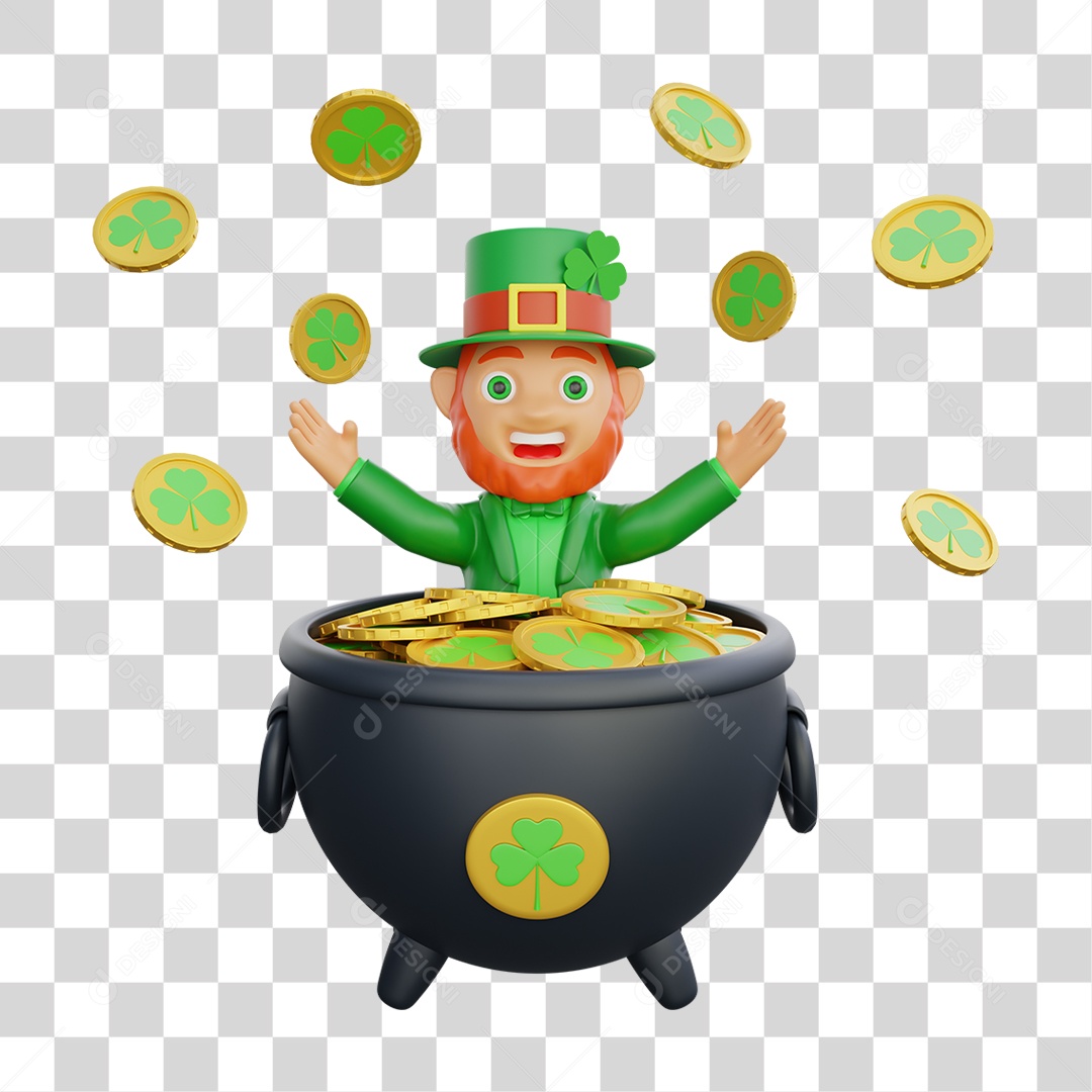 Elemento 3D Dia de São Patrício Padroeiro da Irlanda PNG Transparente