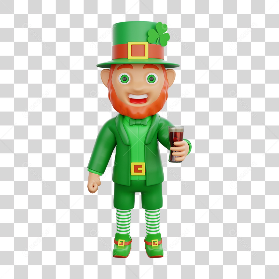 Elemento 3D Dia de São Patrício Padroeiro da Irlanda PNG Transparente
