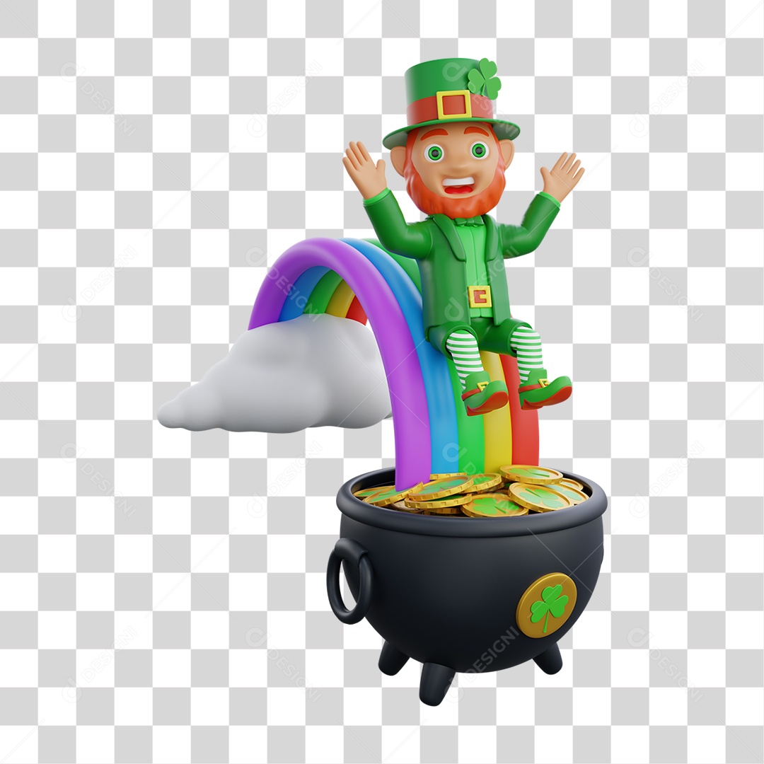 Elemento 3D Dia de São Patrício Padroeiro da Irlanda PNG Transparente
