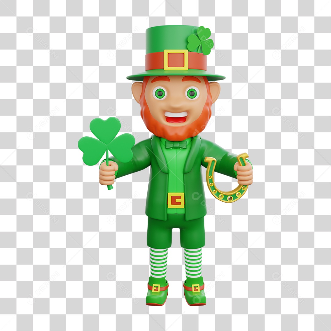 Elemento 3D Dia de São Patrício Padroeiro da Irlanda PNG Transparente