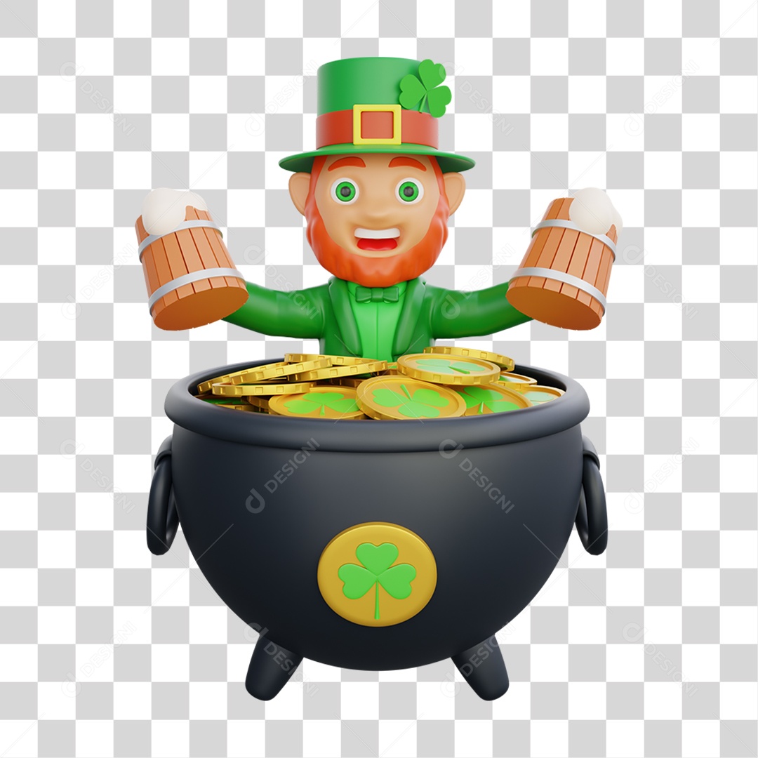 Elemento 3D Dia de São Patrício Padroeiro da Irlanda PNG Transparente
