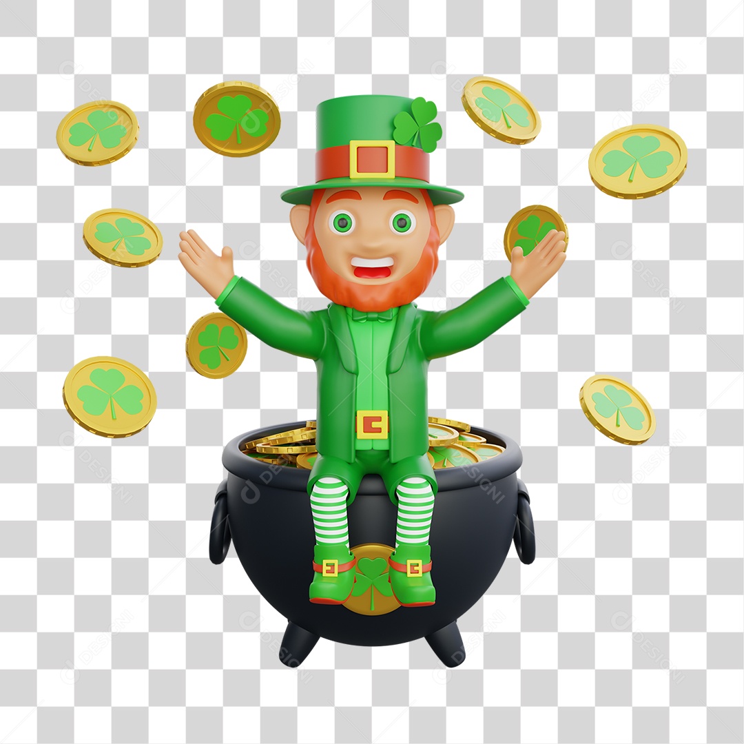 Elemento 3D Dia de São Patrício Padroeiro da Irlanda PNG Transparente