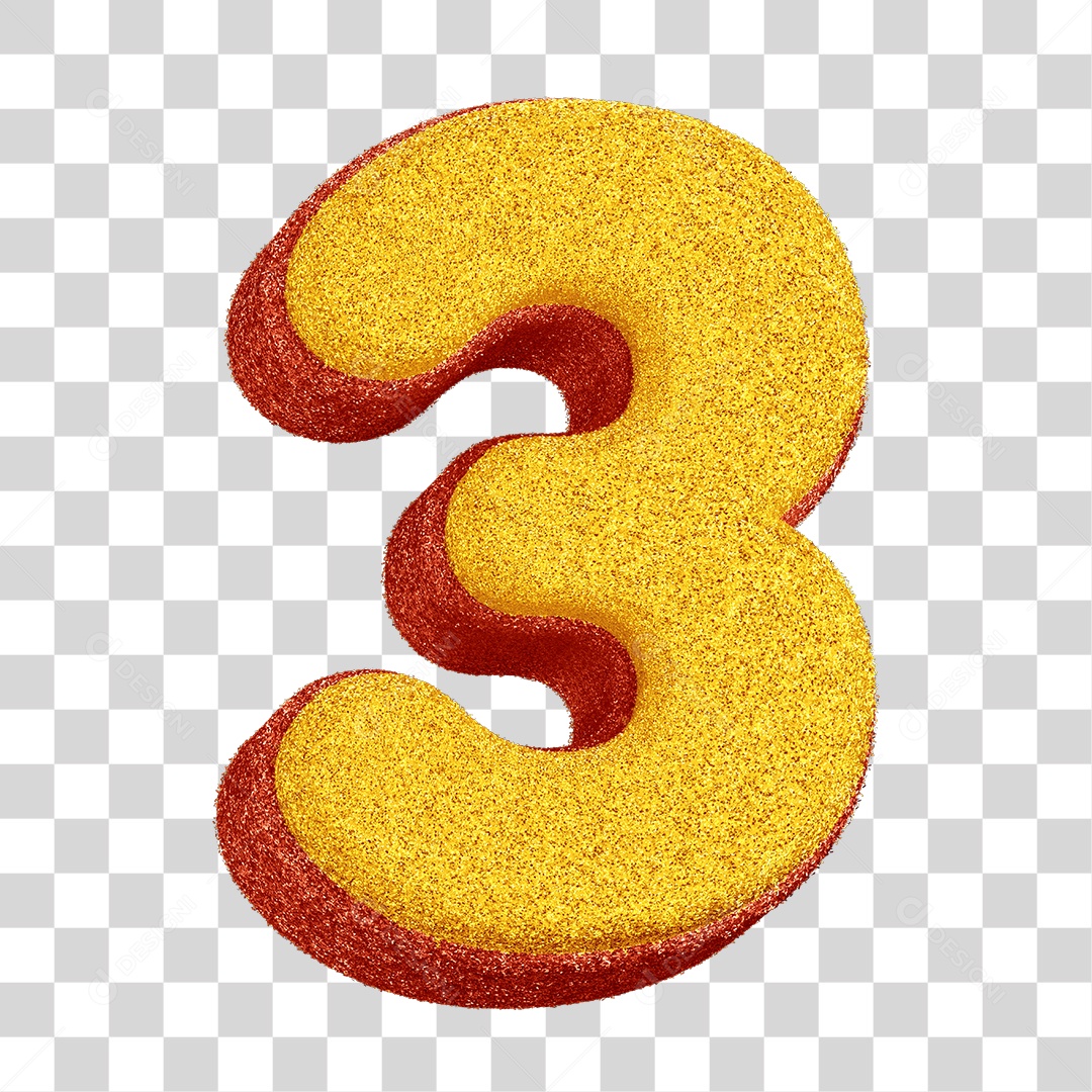 Número 3 Colorido PNG Transparente