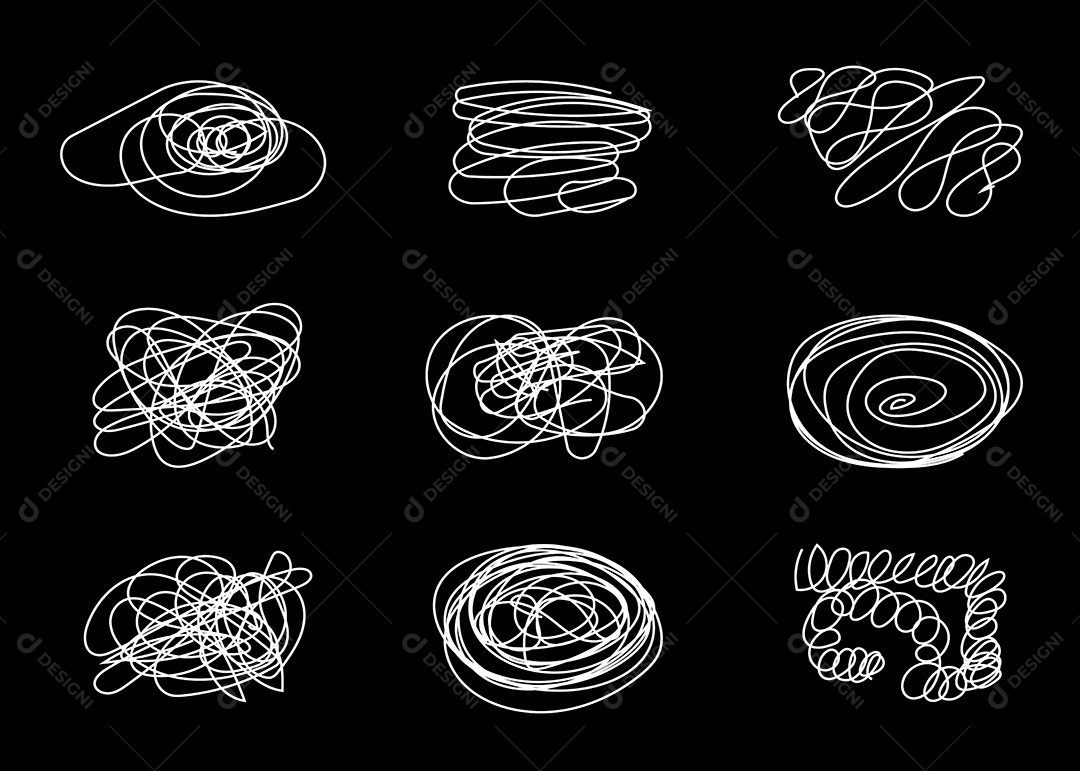 Conjunto de Rabiscos Ilustração Vetor EPS