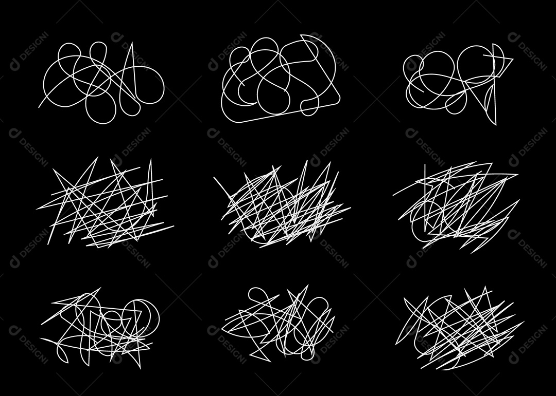 Conjunto de Rabiscos Ilustração Vetor EPS